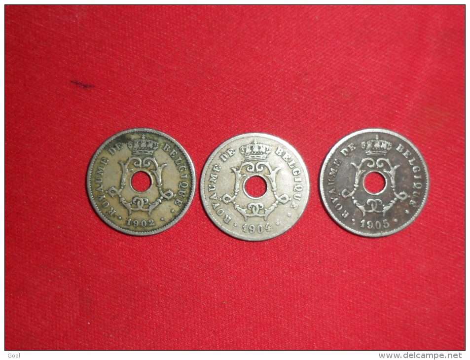 Lot De 3 Monnaies / 10 Centimes Royaume De Belgique / 1902(assez Rare) Et /1904 Et 1905 En TTB. - 10 Cents