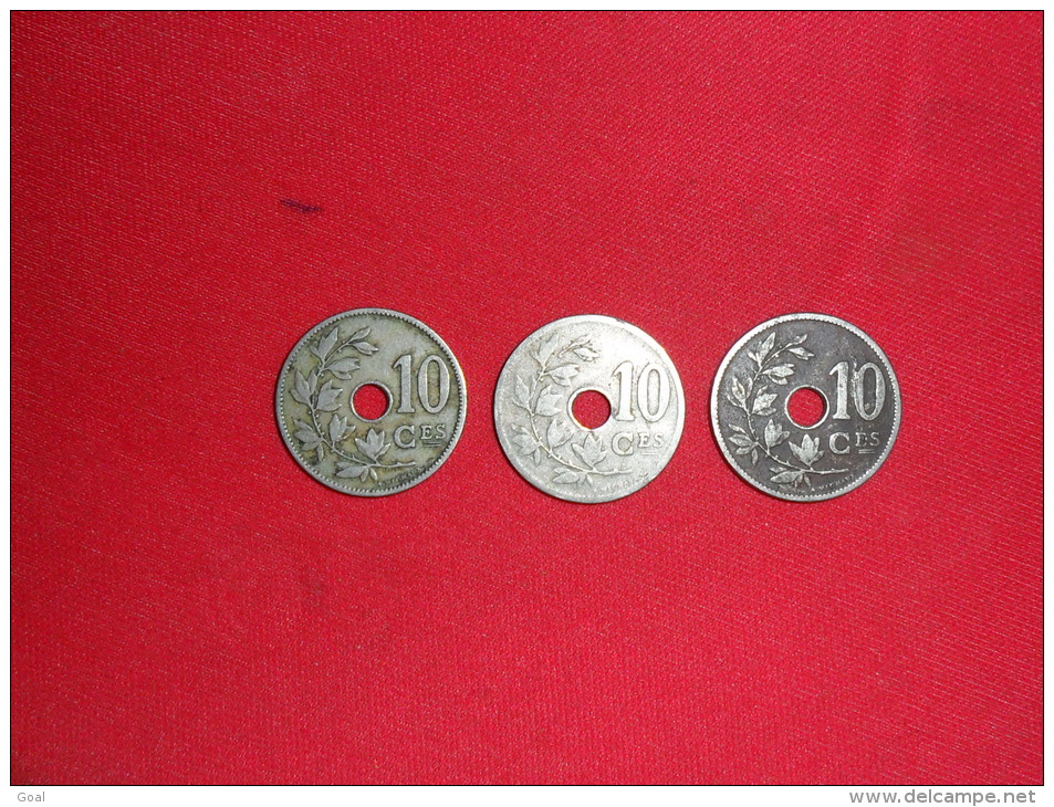 Lot De 3 Monnaies / 10 Centimes Royaume De Belgique / 1902(assez Rare) Et /1904 Et 1905 En TTB. - 10 Cent