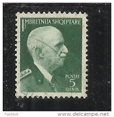 ALBANIA 1939 - 1940 SURCHARGE SOPRASTAMPATO 5 Q TIMBRATO USED - Albanie