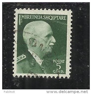 ALBANIA 1939 - 1940 SURCHARGE SOPRASTAMPATO 5 Q USATO USED OBLITERE' - Albanie