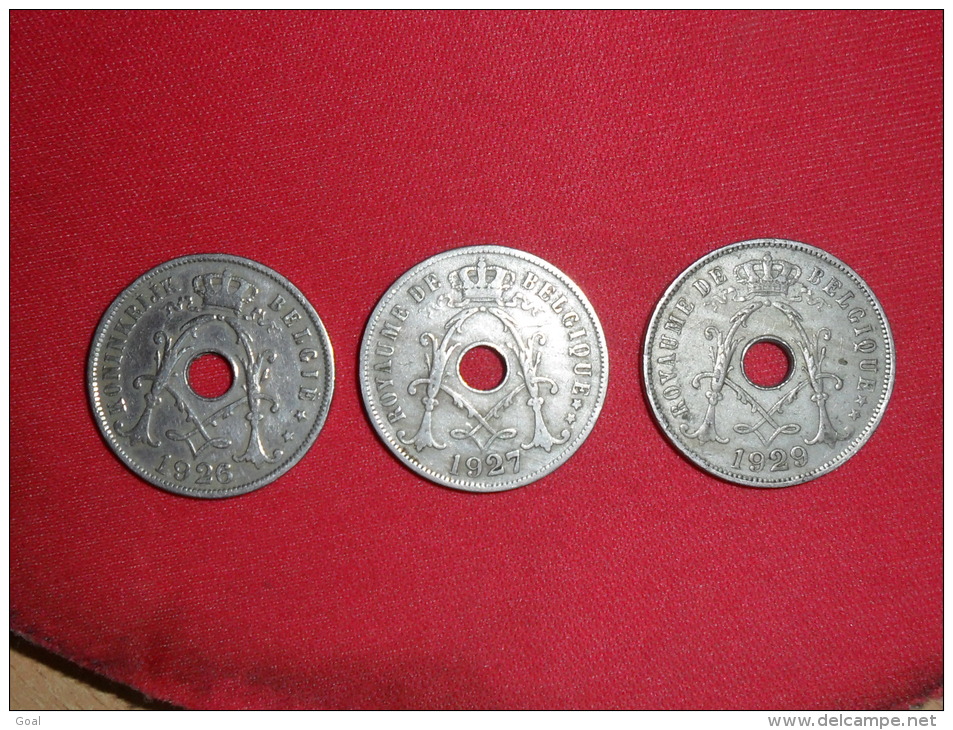 Lot De 3 Monnaies / 25 Centimes/1926/1927 Et 1929 Royaume De Belgique En TTB.++ - 25 Centimes