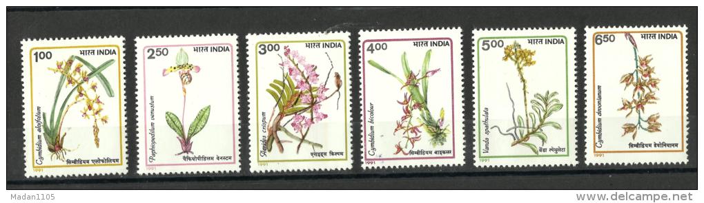 INDIA, 1991, Orchids, Set 6 V,  MNH, (**) - Neufs