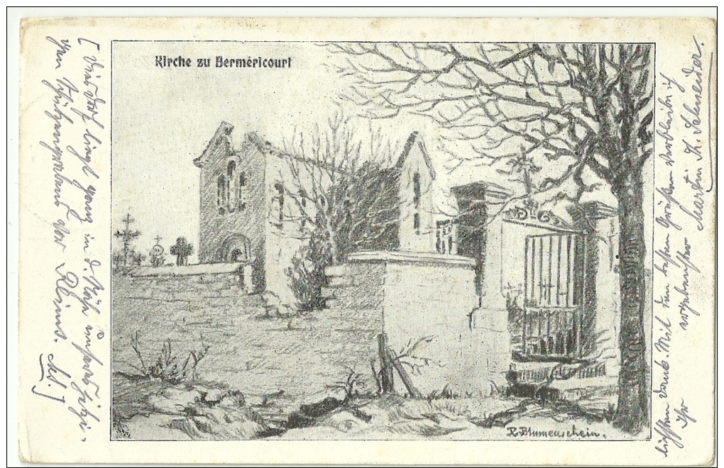 Wk1914 -(1 CPA ) Bermericourt / Kirche / Feldpost - Autres & Non Classés