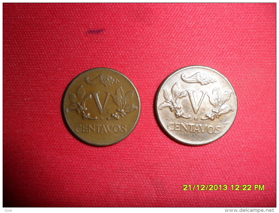 Lot De 2 Monnaies(dates Se Suivent)/ 5 Centavos Colombie De 1954=1 M D'exp. Et 1955 En TTB.+ - Colombie
