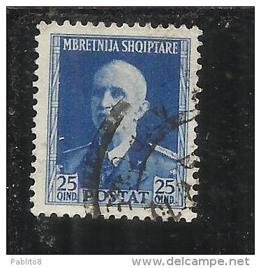 ALBANIA 1939 - 1940 POSTA ORDINARIA 25 Q TIMBRATO USED - Albania