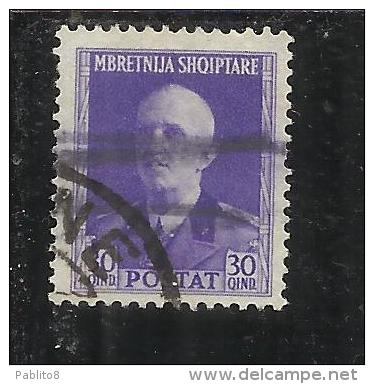 ALBANIA 1939 - 1940 POSTA ORDINARIA 30 Q TIMBRATO USED - Albanie