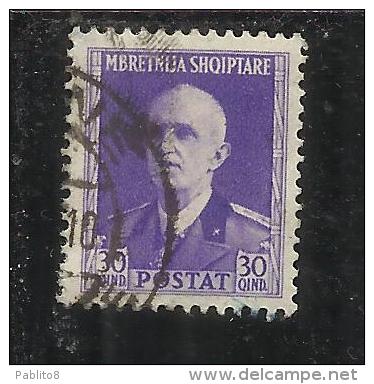 ALBANIA 1939 - 1940 POSTA ORDINARIA 30 Q TIMBRATO USED - Albanie