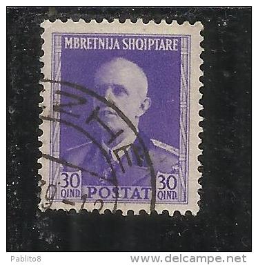 ALBANIA 1939 - 1940 POSTA ORDINARIA 30 Q USATO USED OBLITERE' - Albanie