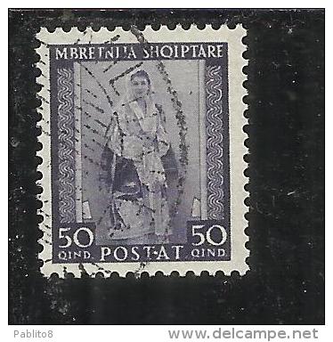 ALBANIA 1939 - 1940 POSTA ORDINARIA 50 Q USATO USED OBLITERE' - Albania