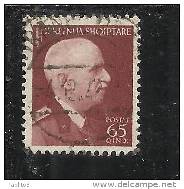 ALBANIA 1939 - 1940 POSTA ORDINARIA 65 Q TIMBRATO USED - Albanie