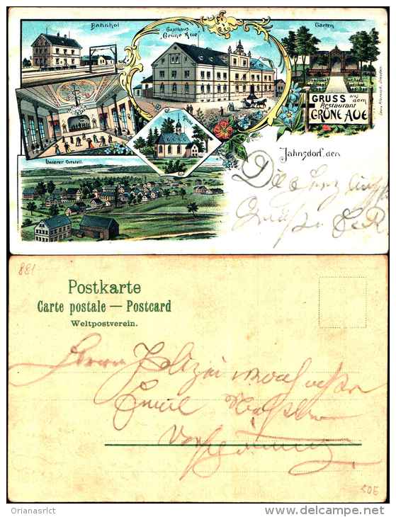 881)cartolina Di Jahnsdorf -grus Aus Dem Restaurant Grune Aue - Viaggiata - Jonsdorf