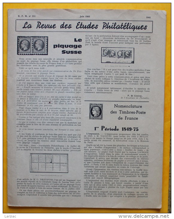 La Revue Des Etudes Philatéliques N°251 - French (from 1941)