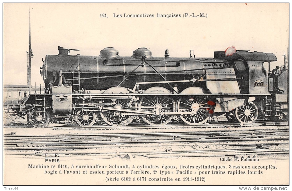 ¤¤  -  121  -  Les Locomotives Françaises  -  Machine N° 6110 à Vapeur Du Réseau P-L-M-   -  ¤¤ - Treni