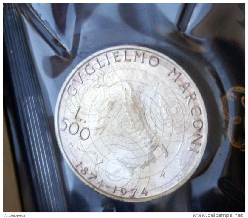ITALIA 1974  LIRE 500 SILVER COIN, CENTENARY GUGLIELMO MARCONI - 500 Lire