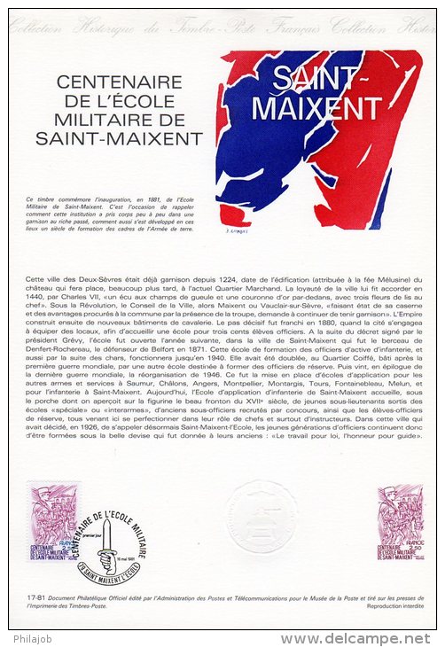 Document Officiel De 1981 17-81 " 100 ANS DE SAINT-MAIXENT " N° YT 2140 + Parfait état + Prix Dégressif ! DPO - Documentos Del Correo