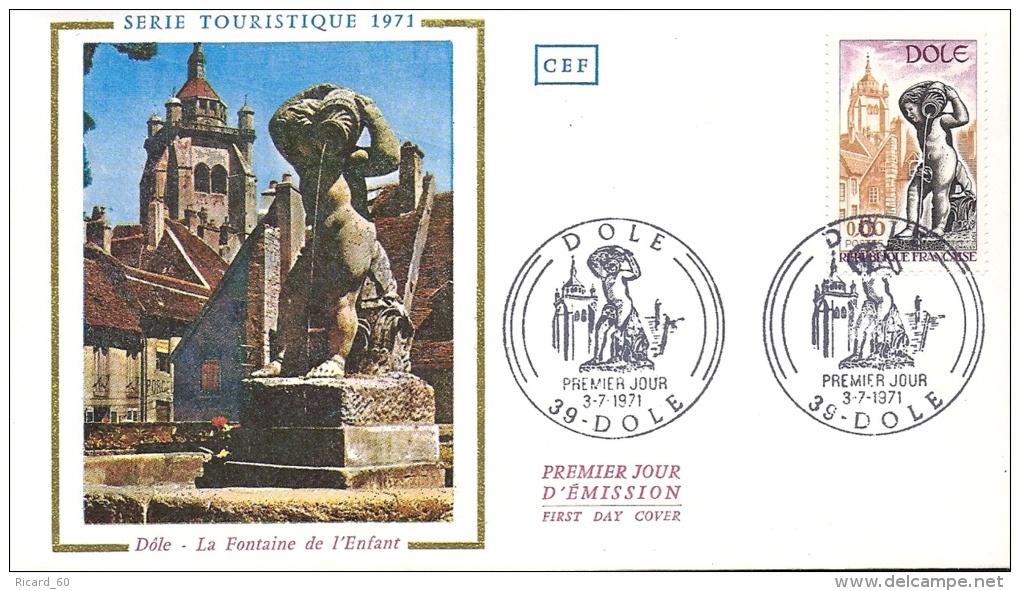 Env Fdc France 3/7/71 Dole, N°1684, Dole, Patrie De Louis Pasteur, La Fontaine De L'enfant - 1970-1979