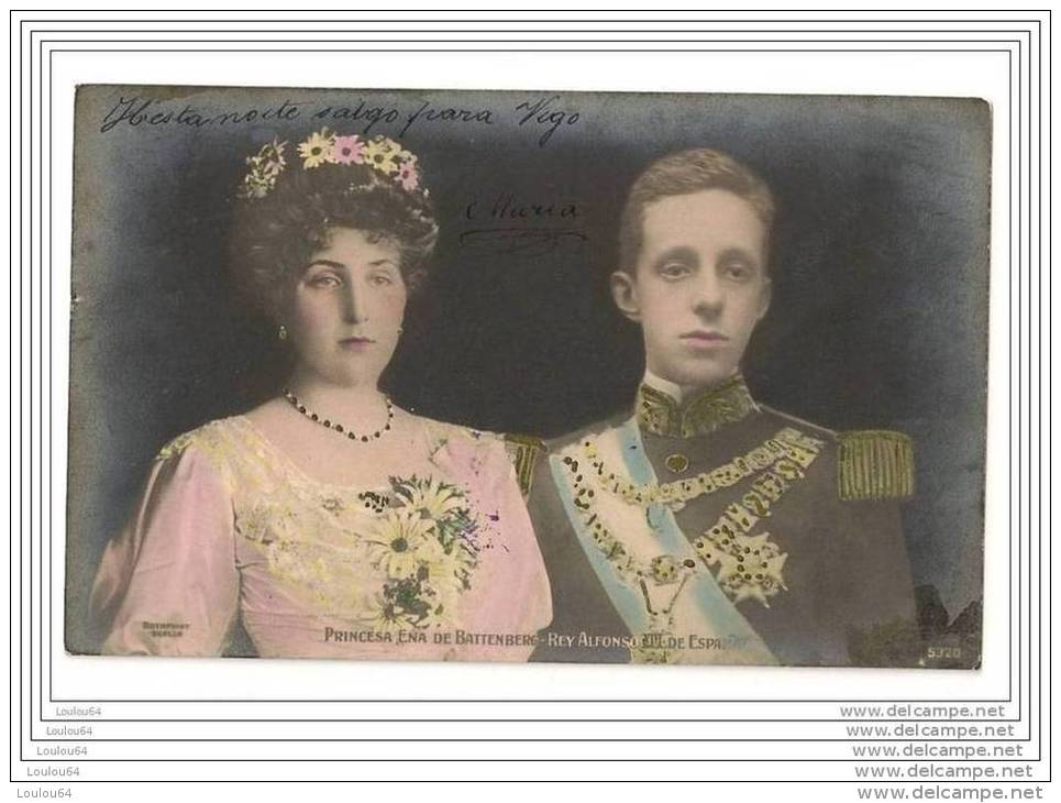 CP - Princesa Ena De Battenberg Et Rey Alfonso XIII De Espana - Simple-circulé - - Case Reali