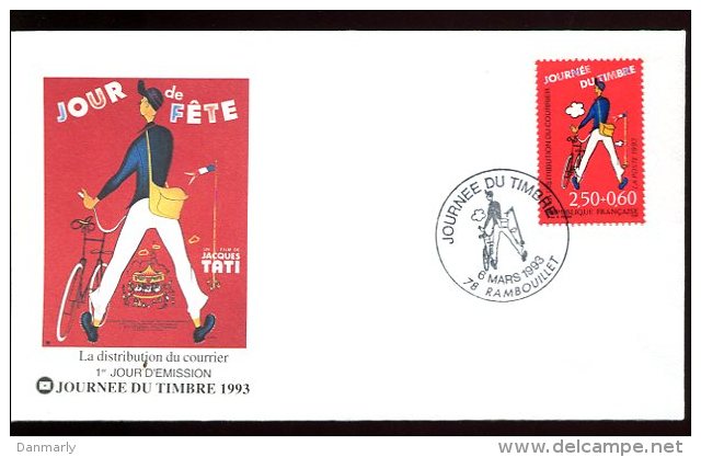 FDC 6/03/93 : Journée Du Timbre 93 "Jacques Tati" - Giornata Del Francobollo