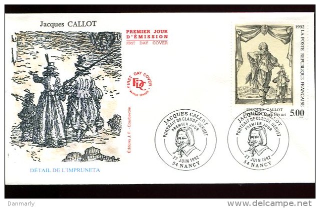 FDC 27/06/92 : Jacques CAILLOT "Portrait De Claude Deruet" - Grabados