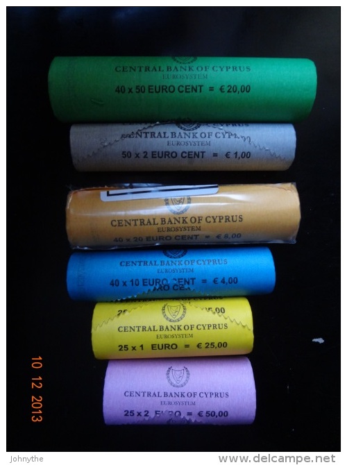 Cyprus 2013 2c,10c,20c,50c,1e,2e Roll UNC - Chypre