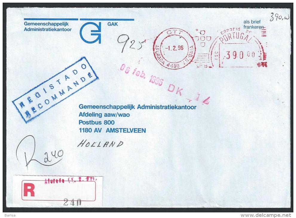 Portugal;Registered Cover With Meter Cancel, Afurada 01-02-1996 - Brieven En Documenten