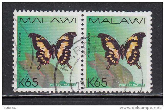 Malawi Used Pair 65k Papilio Pelodorus - Butterflies - Malawi (1964-...)