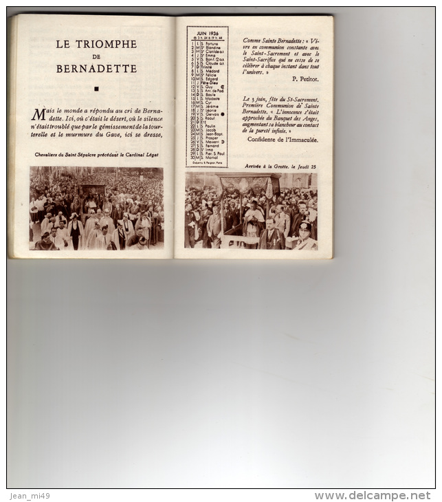 CALENDRIER RELIGIEUX DE SAINTE BERNADETTE 1936 - 40 PAGES ILLUSTREES - Tamaño Pequeño : 1921-40