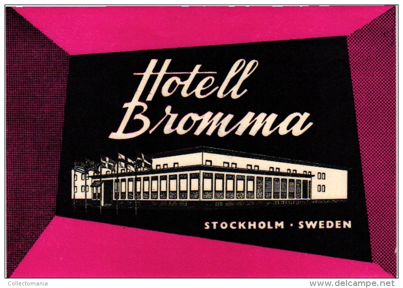 Sweden  Hotel Labels  6 P    Stockholm         Regina  Eden    Terminus   Gillet   Bromma   Carlton - Hotel Labels