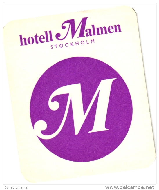 6 Sweden Hotel Labels SUEDE Stockholm ZWEDEN  Kristineberg Grand  ALTSJOBADEN  CASTLE   Malmen  Anglais 1930 To 1960 - Etiquettes D'hotels