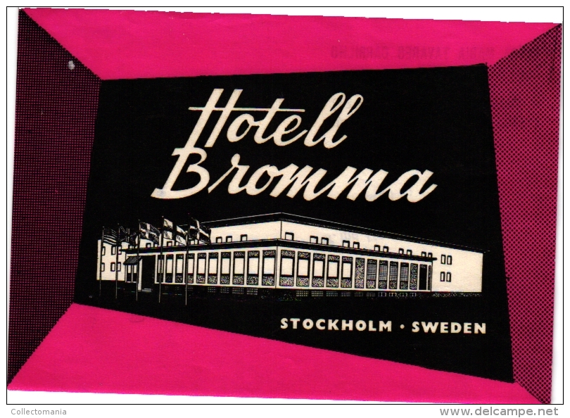 6 Hotel Labels Sweden ZWEDEN SUEDE Malmo  Kramer   Anglais   Arkaden   St Jorgen   Mariestad Stadshotellet    Bromna - Hotel Labels