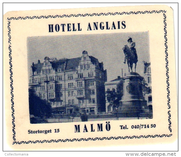 6 Hotel Labels Sweden ZWEDEN SUEDE Malmo  Kramer   Anglais   Arkaden   St Jorgen   Mariestad Stadshotellet    Bromna - Hotel Labels