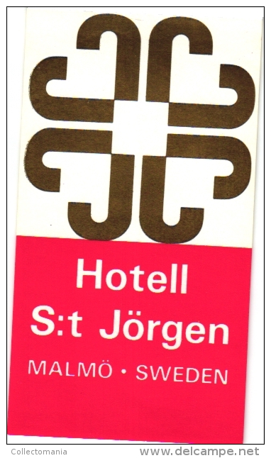 6 Hotel Labels Sweden ZWEDEN SUEDE Malmo  Kramer   Anglais   Arkaden   St Jorgen   Mariestad Stadshotellet    Bromna - Hotel Labels