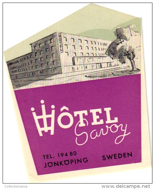 Sweden Zweden SUEDE Hotel Labels  6 P  Frimurarehotellet  Grand Falun  Savoy  Jonkoping   Frimurare  Standard Nyköping - Hotel Labels