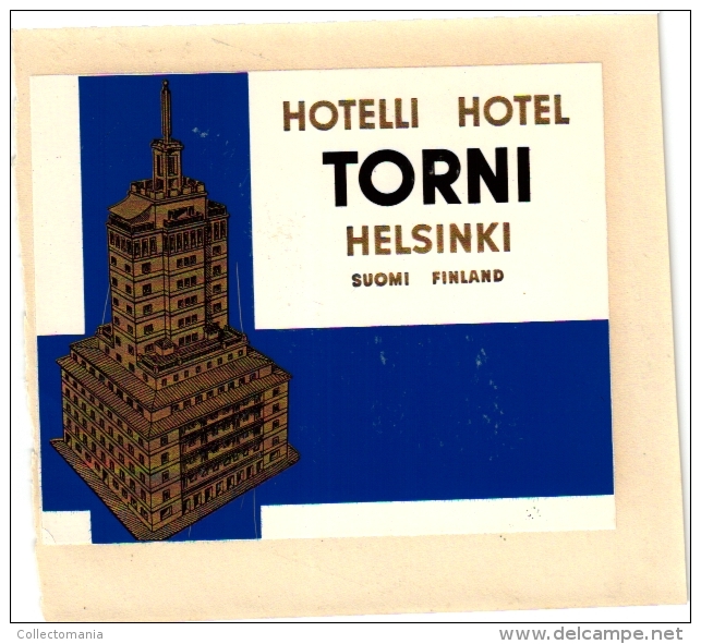 5 In Total  FINLAND  SUOMI  Hotel Labels  3 P Helsingfors  Torni Helsinki  Palace       2   Pub Flag - Etiketten Van Hotels