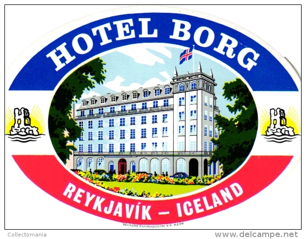 7 ICELAND   HOTEL LABELS    Borg Reykjavik  Skaldbreid   City  Loftleidir   2 Flag - Hotel Labels