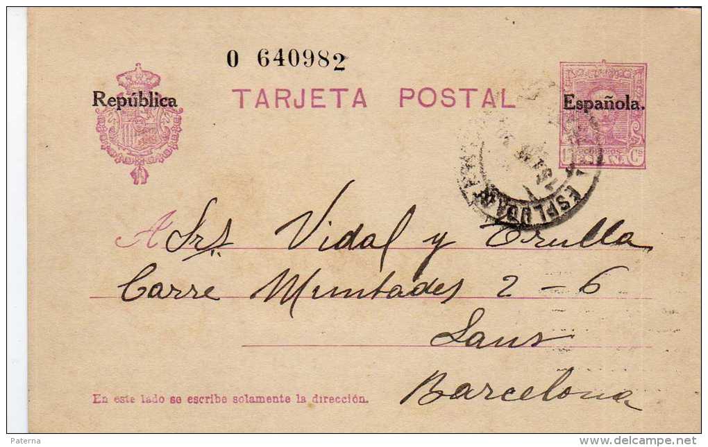 1165 Entero Postal Esplugas De Francoli 1932 Tarragona - 1931-....