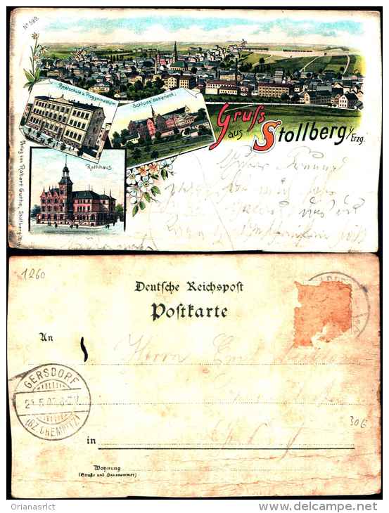 1760) Varie Vedute Disegnate- Viaggiata 10/4/1912 - Stollberg (Erzgeb.)