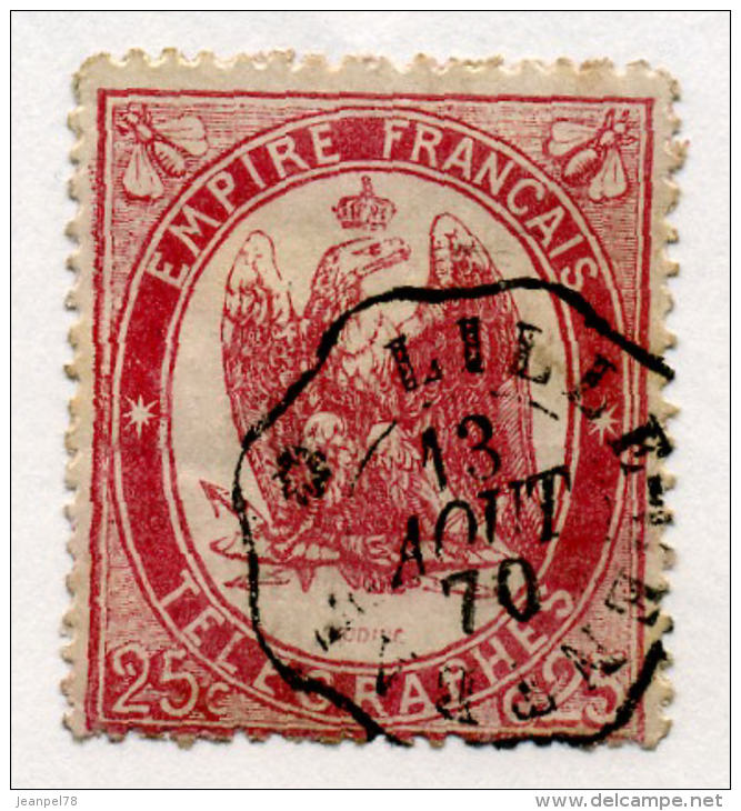 FRANCE - TIMBRE TELEGRAPHE Y&T N° 5 Rouge Carminé - Dentelé Oblitéré 1868 - Télégraphes Et Téléphones