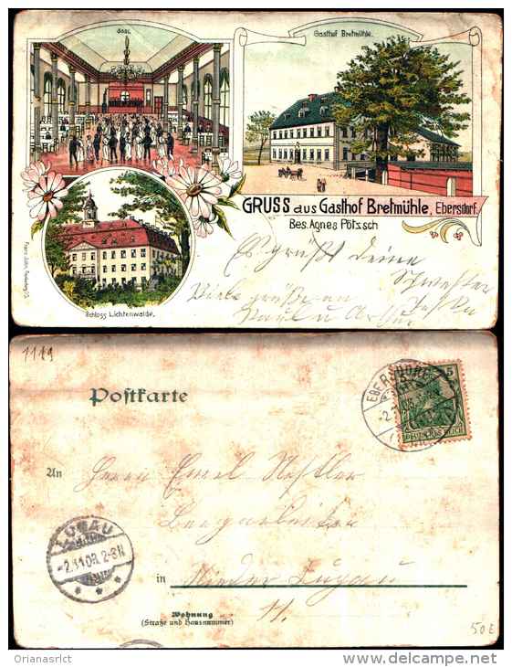 1119) Ebersdorf-  Varie Vedute Disegnate - Viaggiata 10/4/1912 - Rothenburg (Rózbork)