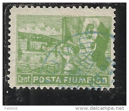 FIUME 1919 ALLEGORIE E VEDUTE POSTA FIUME 50 CENT. TIMBRATO USED - Fiume