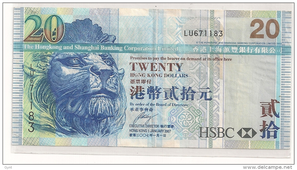 HONG KONG  20 DOLLARS 2007 NEUF - Hong Kong