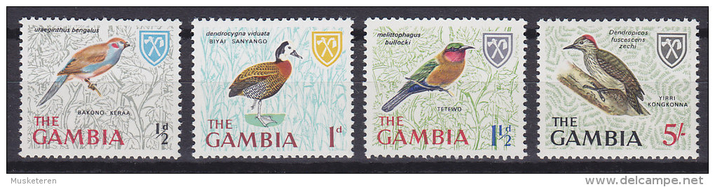 Gambia 1966 Mi. 210-12, 220 Birds Vögel Schmetterlingfink, Witwenente, Grünstirnrotkehlspint, Kardinspecht MNH** - Gambie (1965-...)
