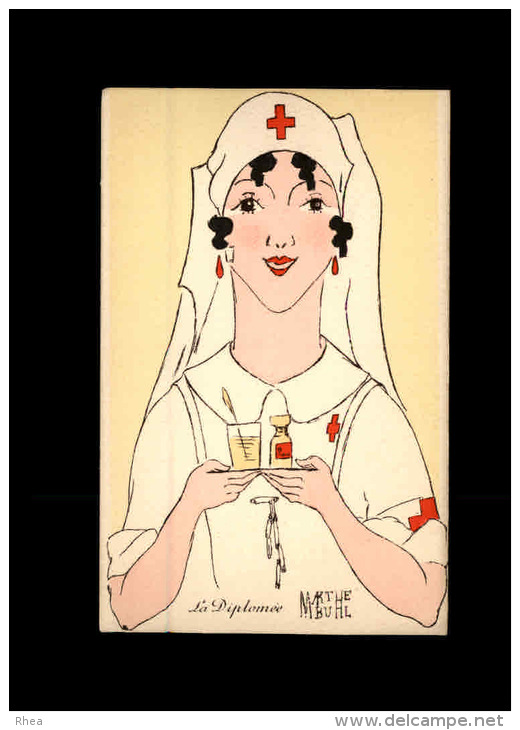 CROIX-ROUGE - Infirmière - Carte Dessinée Par Marthe BUHL - Croix-Rouge