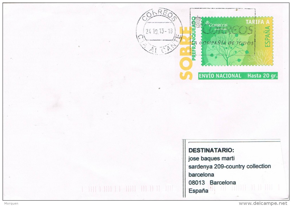 6210. Entero Postal Tarifa A, Prefranqueado ALICANTE 2013 - 1931-....