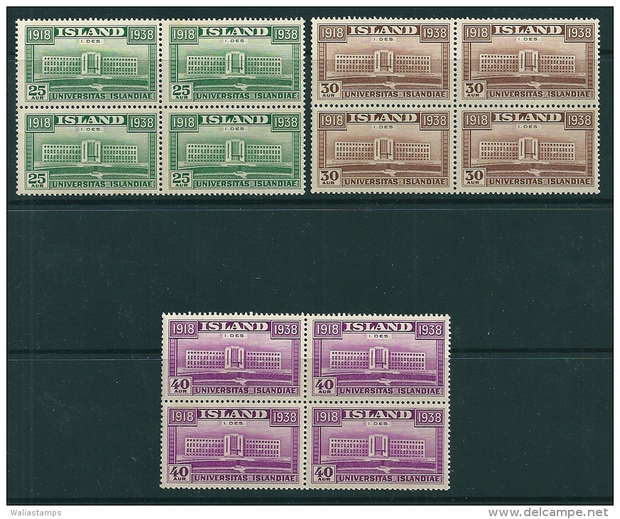 Iceland 1938 SG 234-6  Blocks Of Four MNH** - Ongebruikt