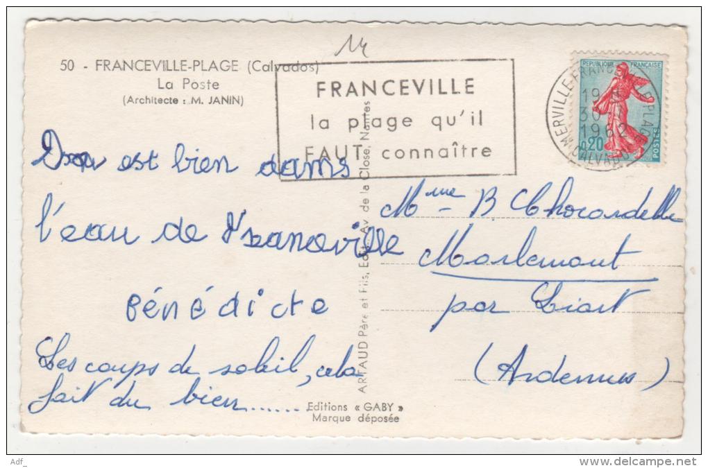 @ CPSM FRANCEVILLE PLAGE, LA POSTE, PTT, Format 9 Cm Sur 14 Cm Environ, CALVADOS 14 - Autres & Non Classés