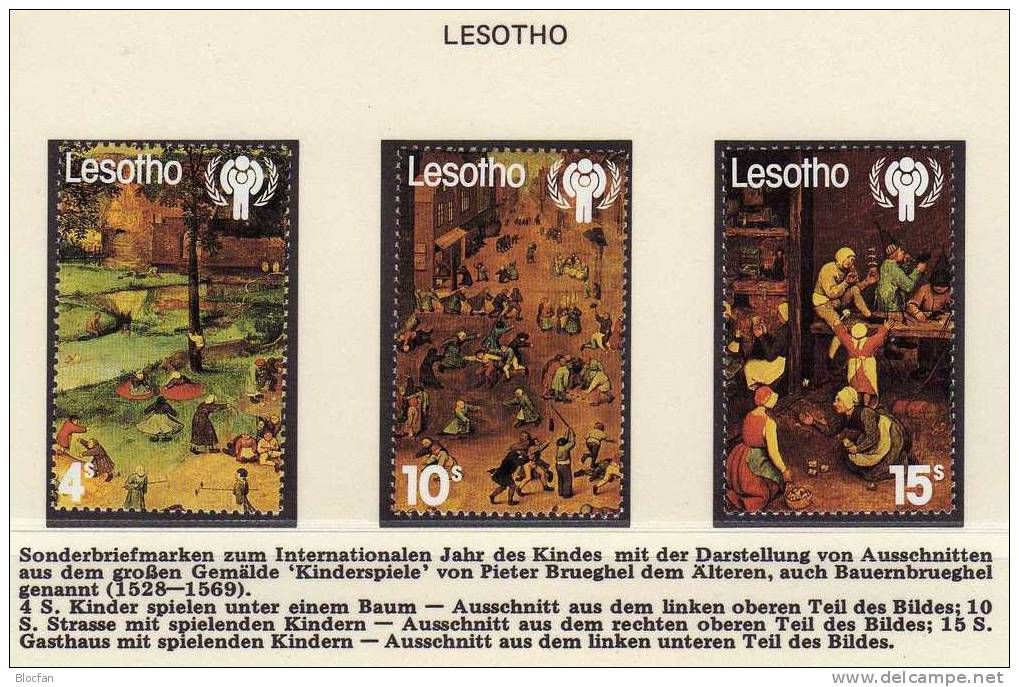 Jahr Des Kindes 1979 Kinderspiele Lesetho 288/0 + Block 4 ** 2€ Blocchi Hojita M/s UNESCO Bloc Children Sheet Bf Africa - Lesotho (1966-...)