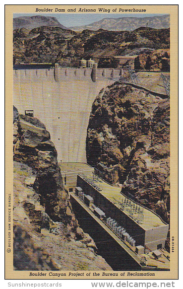 Boulder Dam And Arizona Wing Of Powerhouse Nevada Curteich - Altri & Non Classificati