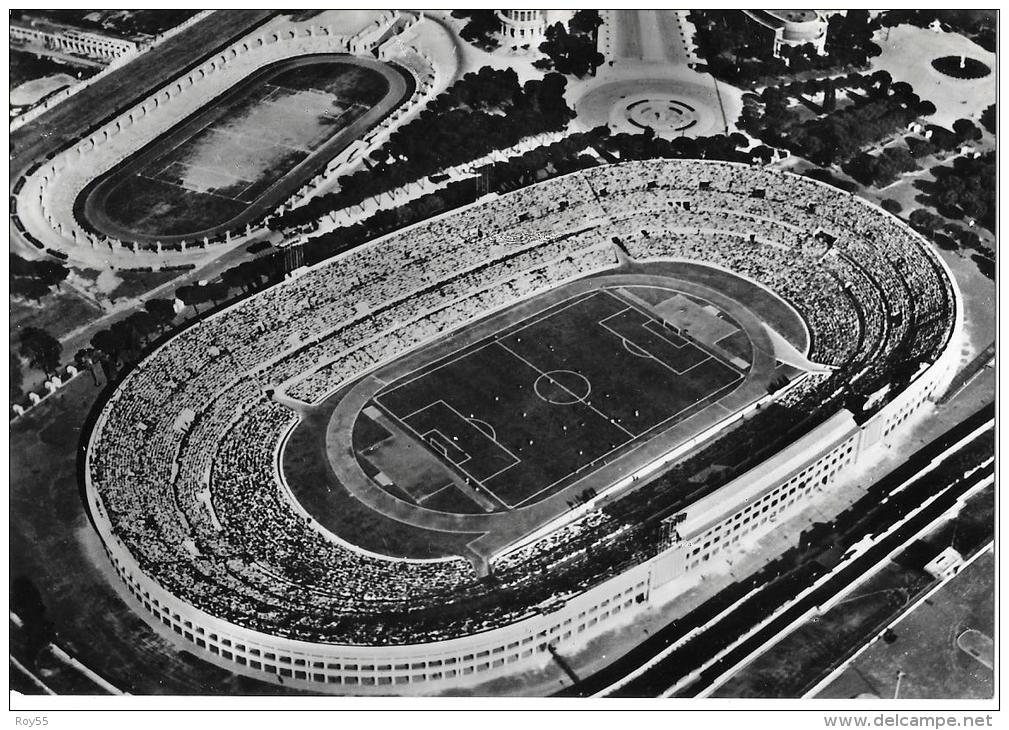 STADIO ROMA  OLIMPICO LAZIO VISTO DALL'AEREO E PARTITA IN CORSO - Calcio