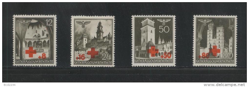 POLAND 1940 GENERAL GOUVERNEMENT RED CROSS SET OF 4 NHM (**) - Gouvernement Général